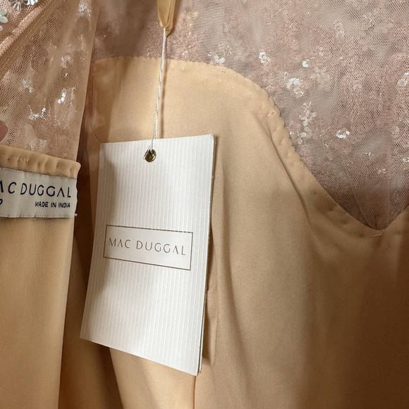 NWT Mac Duggal Sequin Beaded Long Sleeve Gown 5496 Blush Pink Women's Size 10 - Picture 8 of 10